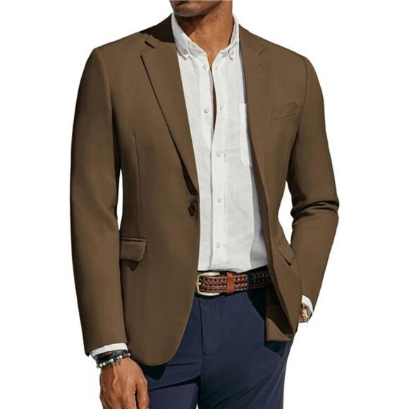 Men's Lightweight Sport Coat Casual One Button Blazer Breathable Sportscoat